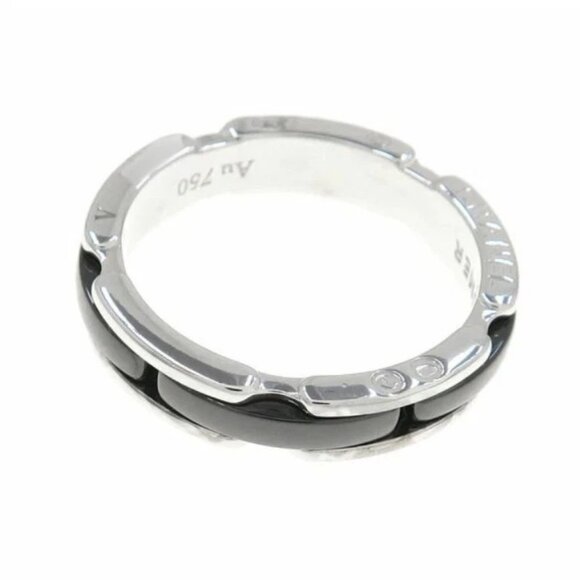 CHANEL Ultra Black Ceramic Ring size US5.5 EU51 18k White Gold 750 Auth - Picture 2 of 8